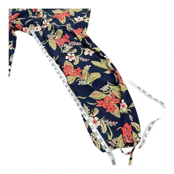 Polo Ralph Lauren V-Neck Drawstring Waist Blue Floral Jumpsuit Women’s size M - Picture 15 of 16